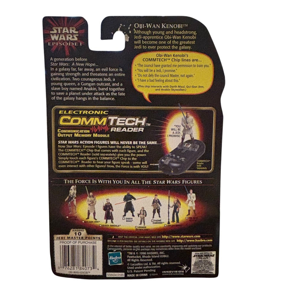 Star Wars Episode I Obi-Wan Kenobi Jedi Duel Action Figure CommTech Hasbro New - Picture 2 of 16
